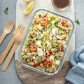 Healthy low carb salad with cauliflower rice and chickpeas Royalty Free Stock Photo