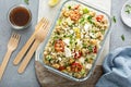 Healthy low carb salad with cauliflower rice and chickpeas Royalty Free Stock Photo