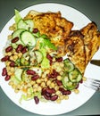 Healthy lunch salad with chicken for a fitness diet