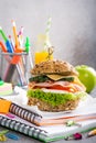 Healthy lunch for school with sandwich Royalty Free Stock Photo