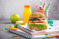 Healthy lunch for school with sandwich Royalty Free Stock Photo