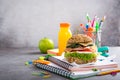 Healthy lunch for school with sandwich Royalty Free Stock Photo