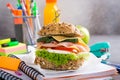 Healthy lunch for school with sandwich Royalty Free Stock Photo