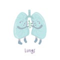 Healthy lungs. Cartoon characters in a trendy style.