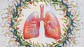 Healthy lungs practicing breathwork with floral desig. Concept Wellness, Nature, Breathing Royalty Free Stock Photo