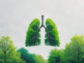 Healthy lungs represented by lush green trees. Royalty Free Stock Photo
