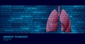 Healthy lungs respiratory internal organs. Binary code data flow. Doctor online innovative technology vector Royalty Free Stock Photo