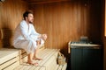 Healthy male in sauna relaxing Royalty Free Stock Photo