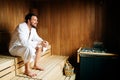 Healthy male in sauna relaxing Royalty Free Stock Photo