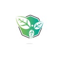 Healthy man and leaves figure vector logo design. Royalty Free Stock Photo