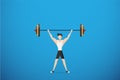 Healthy man lifting weights over head, health concept