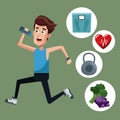 healthy man running sport icons Royalty Free Stock Photo