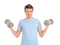 Healthy man working out with free weights Royalty Free Stock Photo