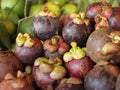 Healthy Mangosteen fruits sell in a local market, Mangosteen background