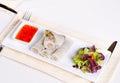 Healthy Meaty Spring Rolls with Veggies and Sauce Royalty Free Stock Photo