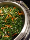 Healthy menu for stir-fried long beans and carrots