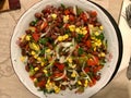Healthy Mexican Red Kidney Bean Salad with Corn, Onions and Red Pepper