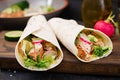 Healthy mexican tacos with baked chicken breast Royalty Free Stock Photo