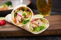 Healthy mexican tacos with baked chicken breast Royalty Free Stock Photo