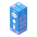 Healthy milk pack food icon, isometric style