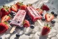 Healthy mixed berry popsicle dessert. Generate Ai