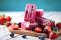Healthy mixed berry popsicle dessert. Generate Ai