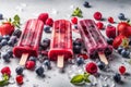 Healthy mixed berry popsicle. Generate Ai