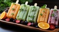 Healthy mixed fruit summer popsicles