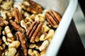 Healthy mixed nuts - walnut and pecan Royalty Free Stock Photo