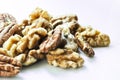Healthy mixed nuts - walnut and pecan Royalty Free Stock Photo
