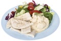 Healthy Mixed Salad with houmous and pitta bread Royalty Free Stock Photo