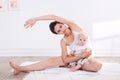 Healthy mother and baby making gymnastics