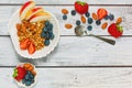 Healthy muesli with fresh fruits breakfast Royalty Free Stock Photo