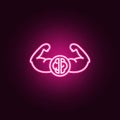 Healthy, muscle, brain neon icon. Elements of Creative thinking set. Simple icon for websites, web design, mobile app, info