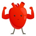 Healthy muscle heart icon, cartoon style