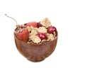 Healthy natural, cereal flakes and fruits