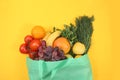 Healthy natural food in an eco bag, the concept of a healthy lifestyle, zero waste. Food delivery, donation, coronavirus Royalty Free Stock Photo
