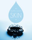 Healthy natural skin with water drop and splash