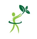 Healthy nature green man. Vector Logo Symbol