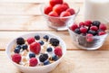 Healthy and nutritious yoghurt with cereal and fresh raw berries Royalty Free Stock Photo