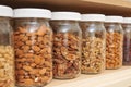 Healthy Nuts in Glass Jars Royalty Free Stock Photo