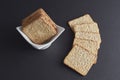 Healthy oatmeal and wheat cookies on dark granulated background grouped in brown color
