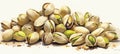 Heap organic seed ingredient snack healthy pistachio nutshell background food nut