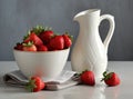 Healthy Organic Drinkable Yogurt Kefir in a Glass. Close-up shot on a full glass of white Kefir enriched with some mint