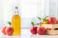 Healthy organic food. Apple cider vinegar in glass bottle. Royalty Free Stock Photo