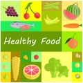 Healthy Organic Food Cartoon Illustrations Set