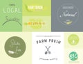Healthy organic food labels and logos
