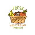 Healthy Organic food logos set or labels and elements for Vegetarian and Farm green natural vegetables products, vector