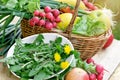 Healthy organic food in spring for your immunity, fresh fruit and vegetable on table Royalty Free Stock Photo