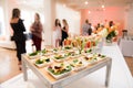 Healthy organic gluten-free delicious green snacks salads on catering table during corporate event partyÃÅ½